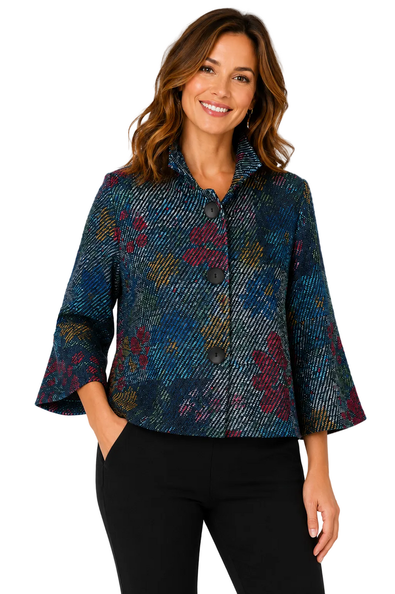 Color Block Floral Jacket In Multi - 5140