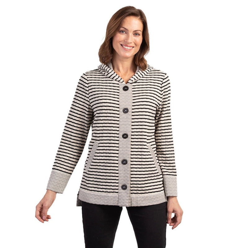 Habitat Double Face Stripe Shirttail Hoodie in Putty - 51455-PTY