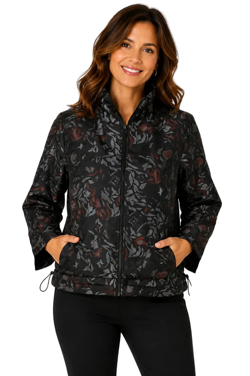 Abstract Print Textured Jacket In Multi - 5157