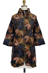 Just In! Abstract Floral Print Windbreaker Jacket with Wired Collar - 5169