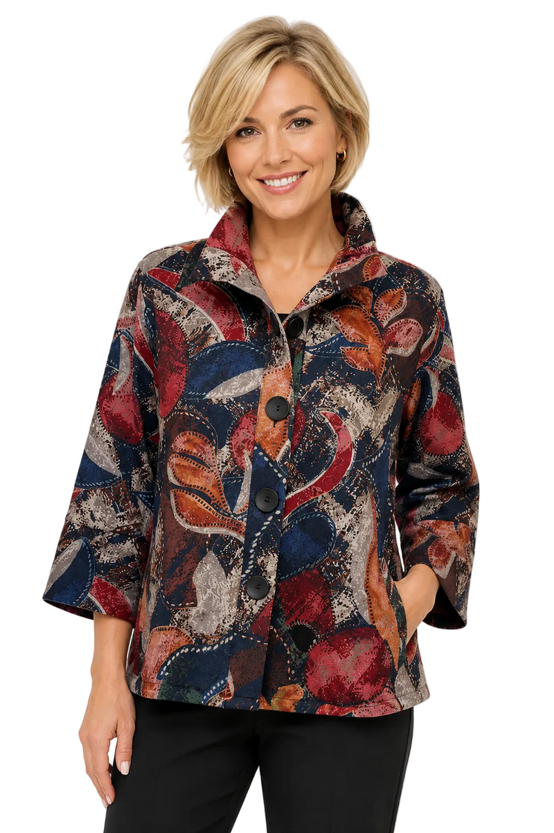 Abstract Print Jacket in Multi - 5188