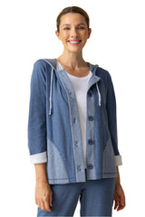 Mixed Stripe Hoodie in Rain Blue & White- 51926-RN