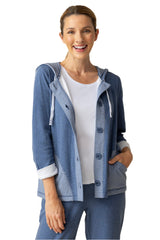 Mixed Stripe Hoodie in Rain Blue & White- 51926-RN