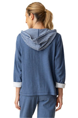 Mixed Stripe Hoodie in Rain Blue & White- 51926-RN