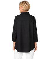 Lightweight High-Low Cotton Shirt in Black - 3758B-BLK