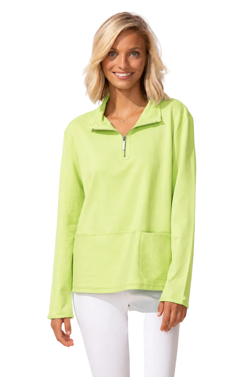 Partial Zip Soft Cotton Terry Pullover - 30121