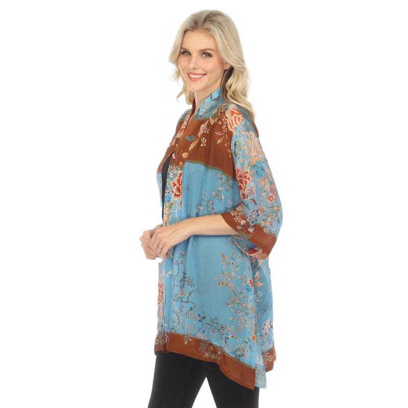 Citron Floral Fantasy-Print Kimono in Blue Multi - 0917QRCB