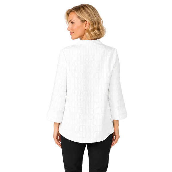 Textured One-Button Asymmetric Jacket in White - 6288J-WT