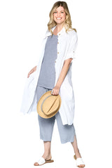 Button-Front Cotton Shirtdress Dress in White - BC145-WT