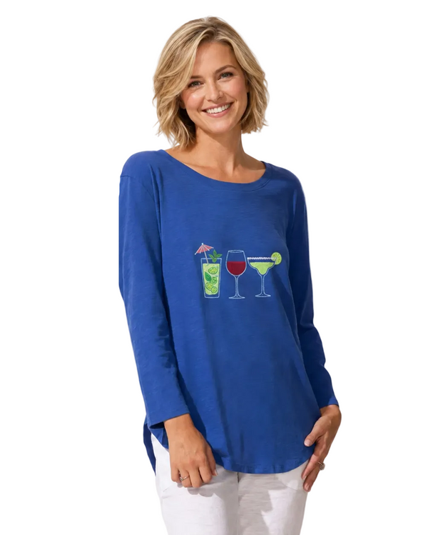 Cocktail Hour High-Low Cotton Pullover - 52104