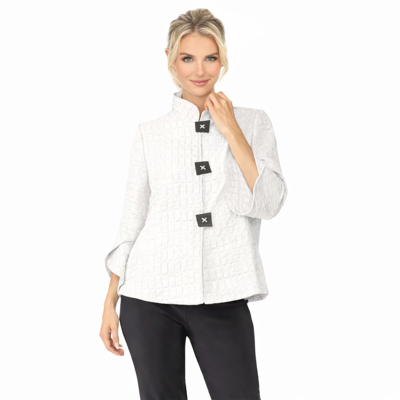 Elegant Textured Swing Jacket in White - 6990J-WHT - Limited Sizes