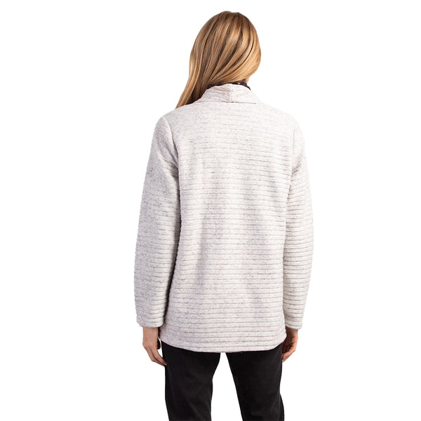 Habitat Heathered Pleated Fleece Shawl Collar Cardigan in Winter White - 52312-PTY