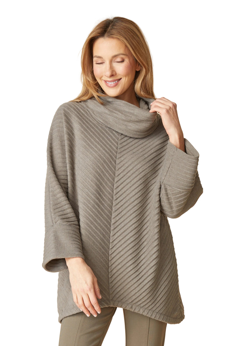Habitat Pleated Fleece Chevron Pleat Top - MUSHROOM - image 1