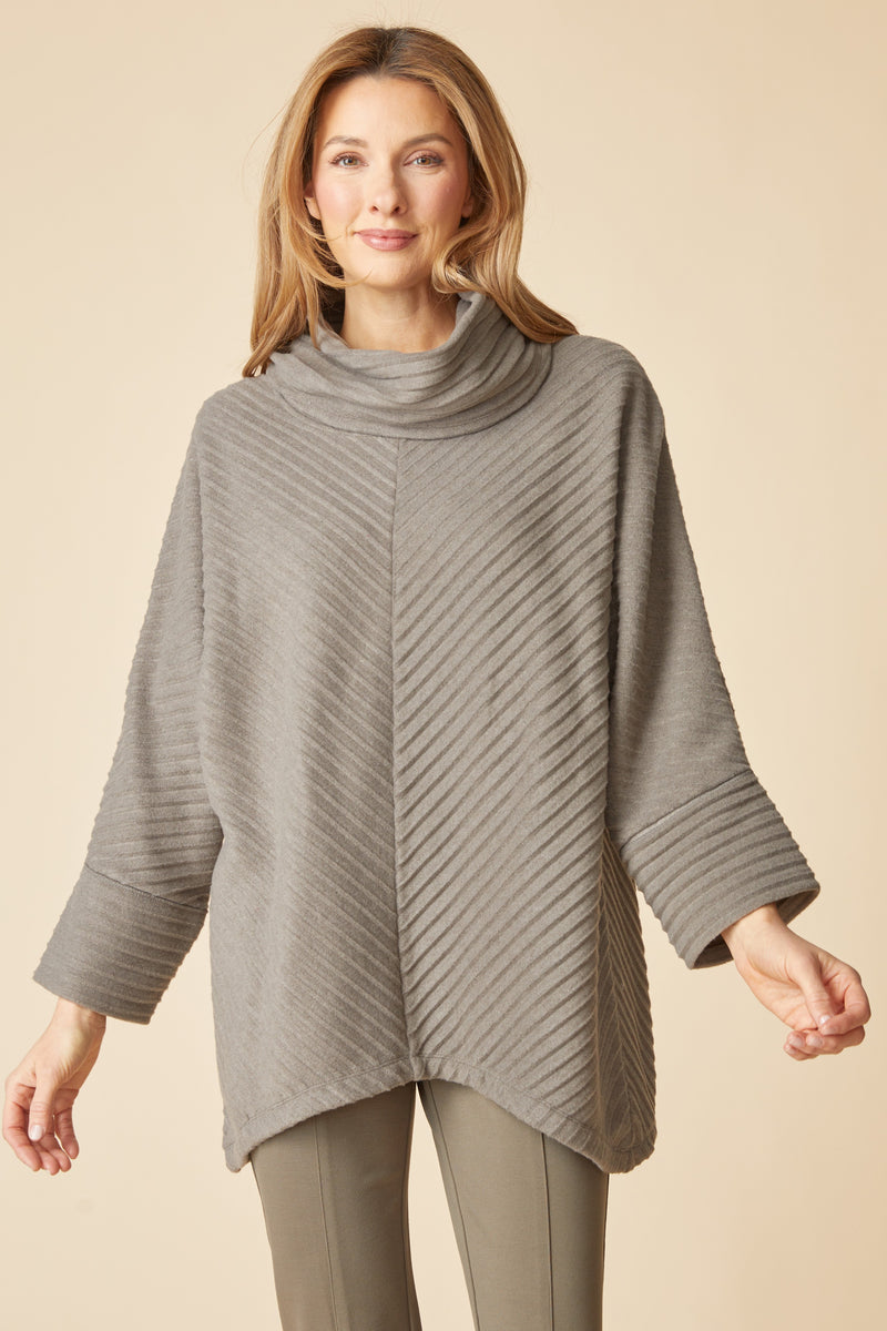 Habitat Pleated Fleece Chevron Pleat Top - MUSHROOM - image 2