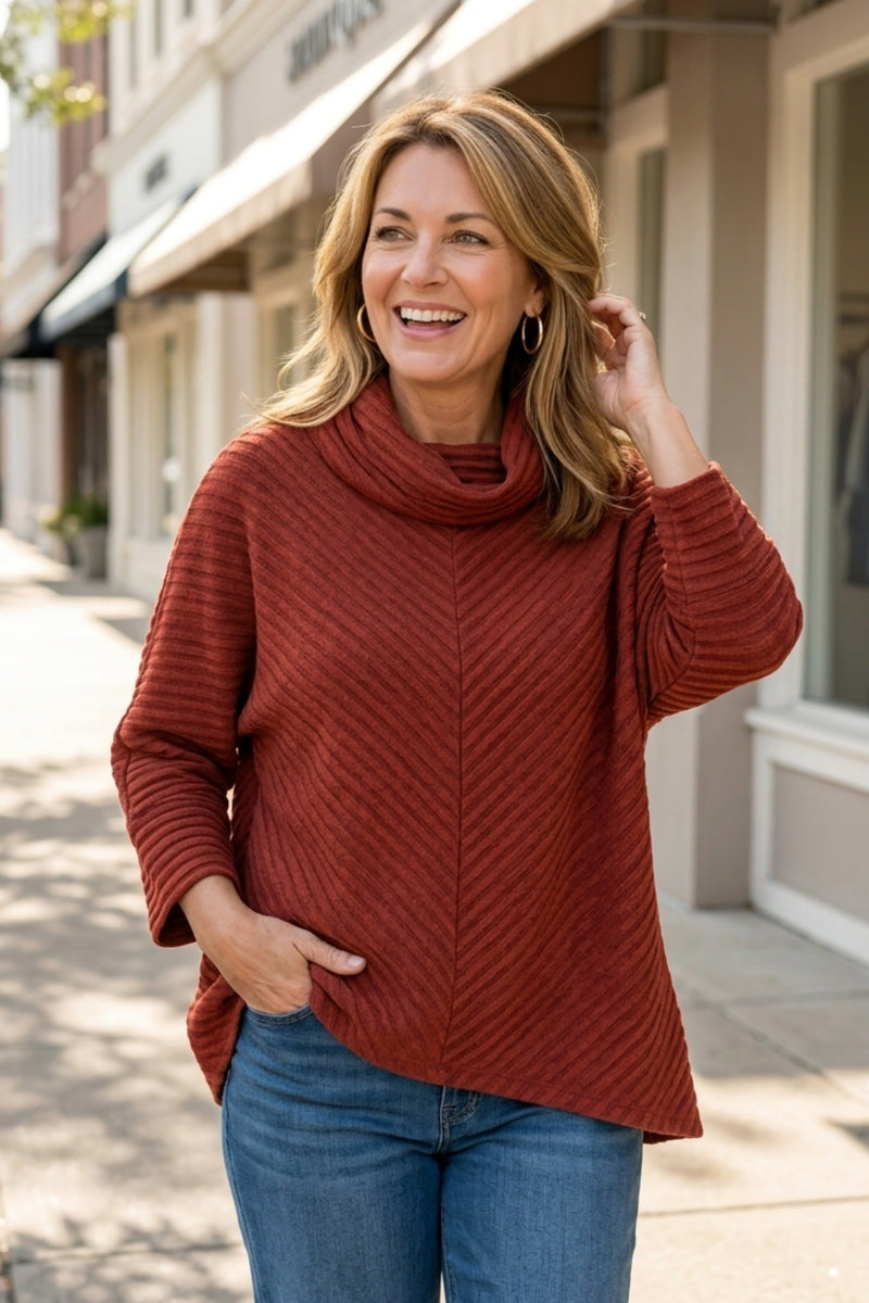 Pleated Fleece Chevron Pleat Top - 52355