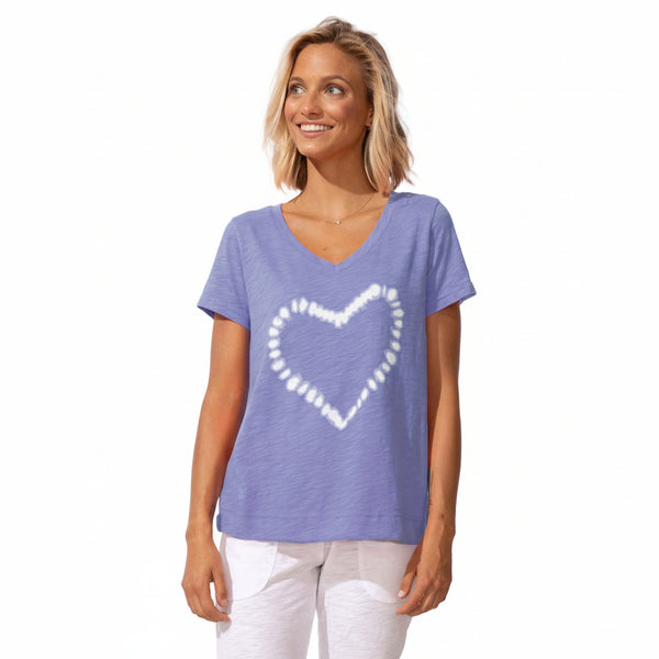 Shibori Heart V-Neck Tee - 52400