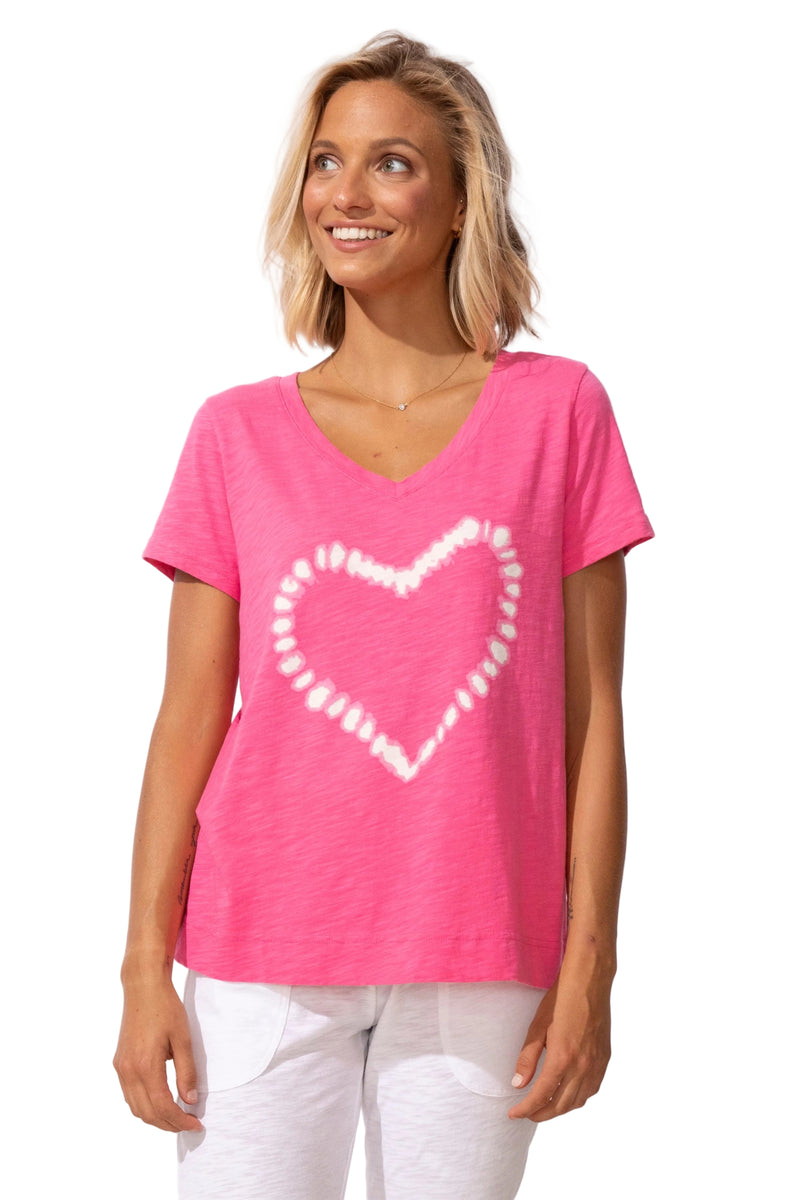 Shibori Heart V-Neck Tee - 52400