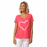 Shibori Heart V-Neck Tee - 52400