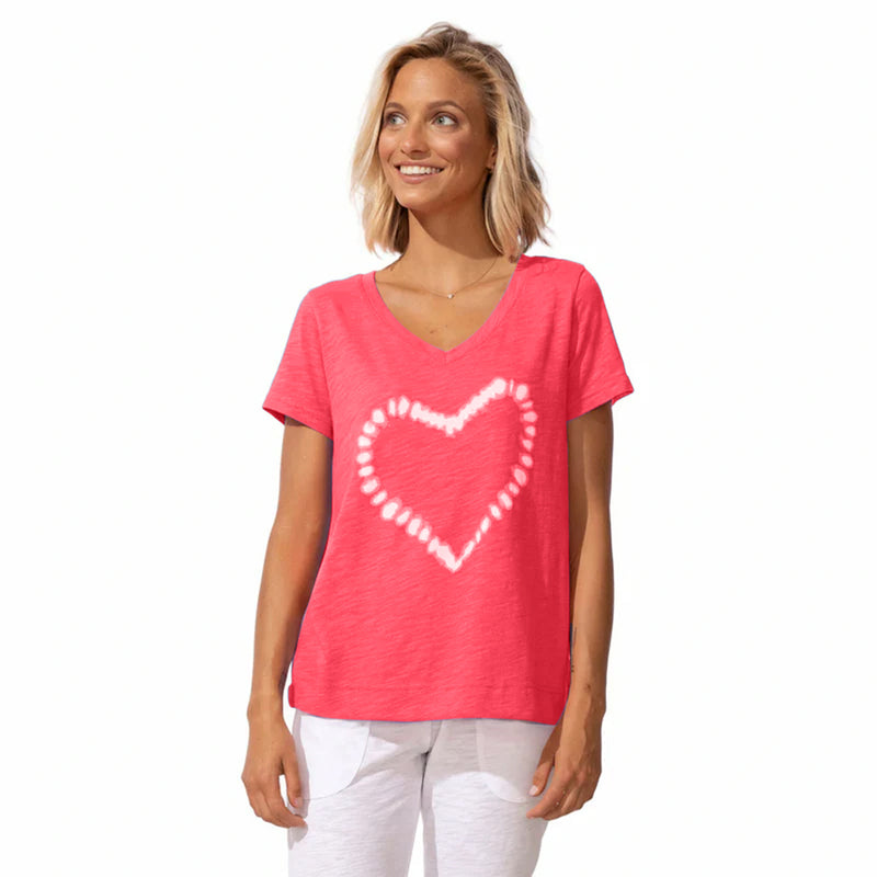 Shibori Heart V-Neck Tee - 52400