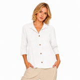 Soft Textured Cotton Button-Front Shirt  - NS117