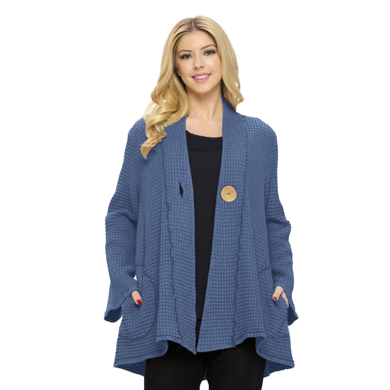 One-Button Waffle Jacket in Blue Indigo - BW-117-IND