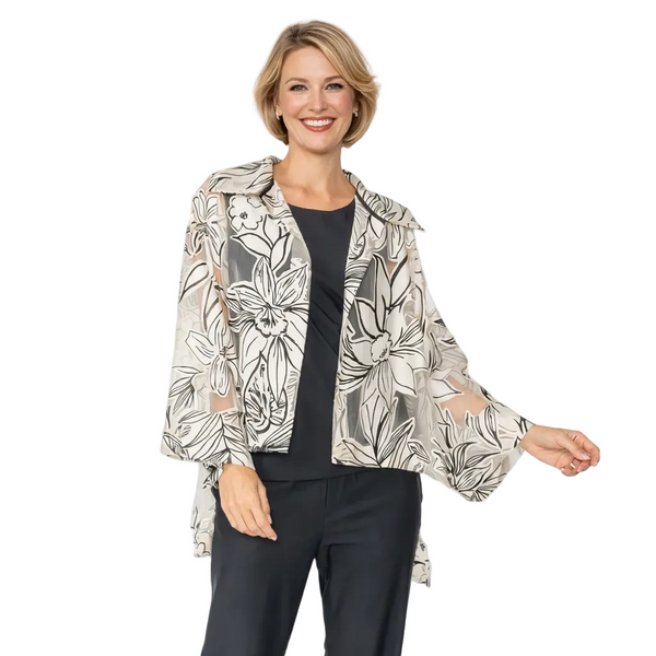 Sheer Floral Burnout High-Low Jacket -  6154J