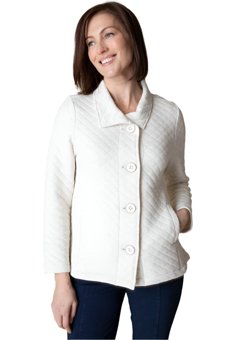 Cozy Quilted Button Front Jacket - 53624