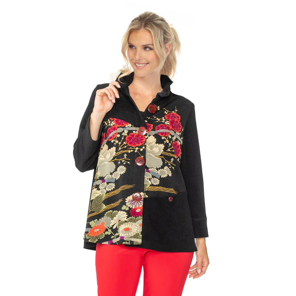 Asian Inspired Floral Print Jacket - 6909J
