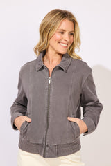 Comfort Knit Denim Boundless Zip Jacket — pearl