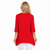 Textured Ribbed Cotton Tunic in Red - CS330-RD