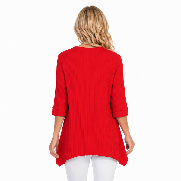 Textured Ribbed Cotton Tunic in Red - CS330-RD