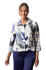 Abstract Painted Print Hi-Low Jacket - 542338