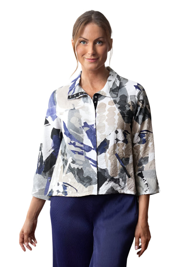 Abstract Painted Print Hi-Low Jacket - 542338