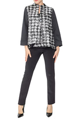 Metallic Houndstooth Asymmetric Jacket in Silver - 5444J - Size S Only!