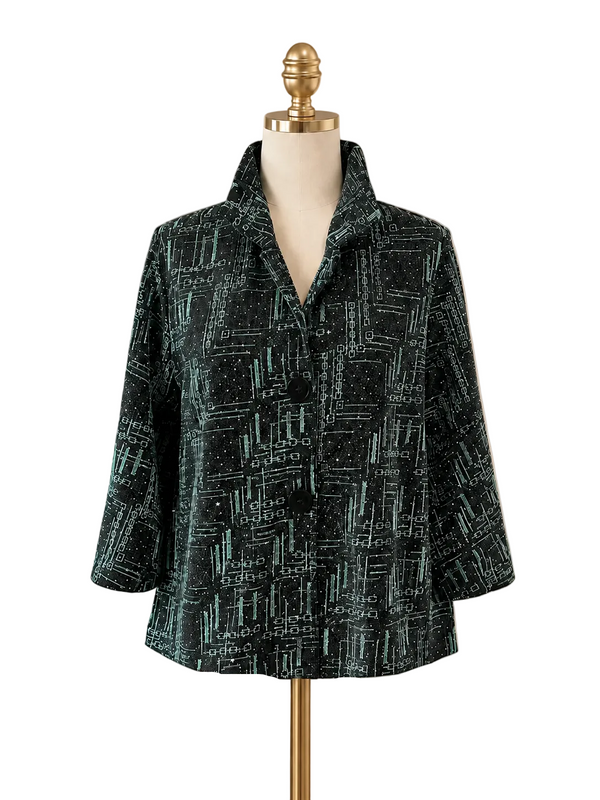 Shimmer & Rhinestone Jacket in Aqua - 5103