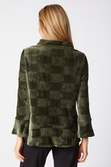 Crinkle Velvet Flounce Shirt - 54743