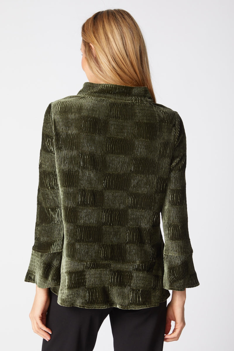 Crinkle Velvet Flounce Shirt - 54743