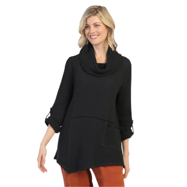 Lightweight Waffle Tunic in Black - FW124-BLK