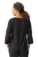 Solid Pleat Sleeve Top in Black - 55911-BLK