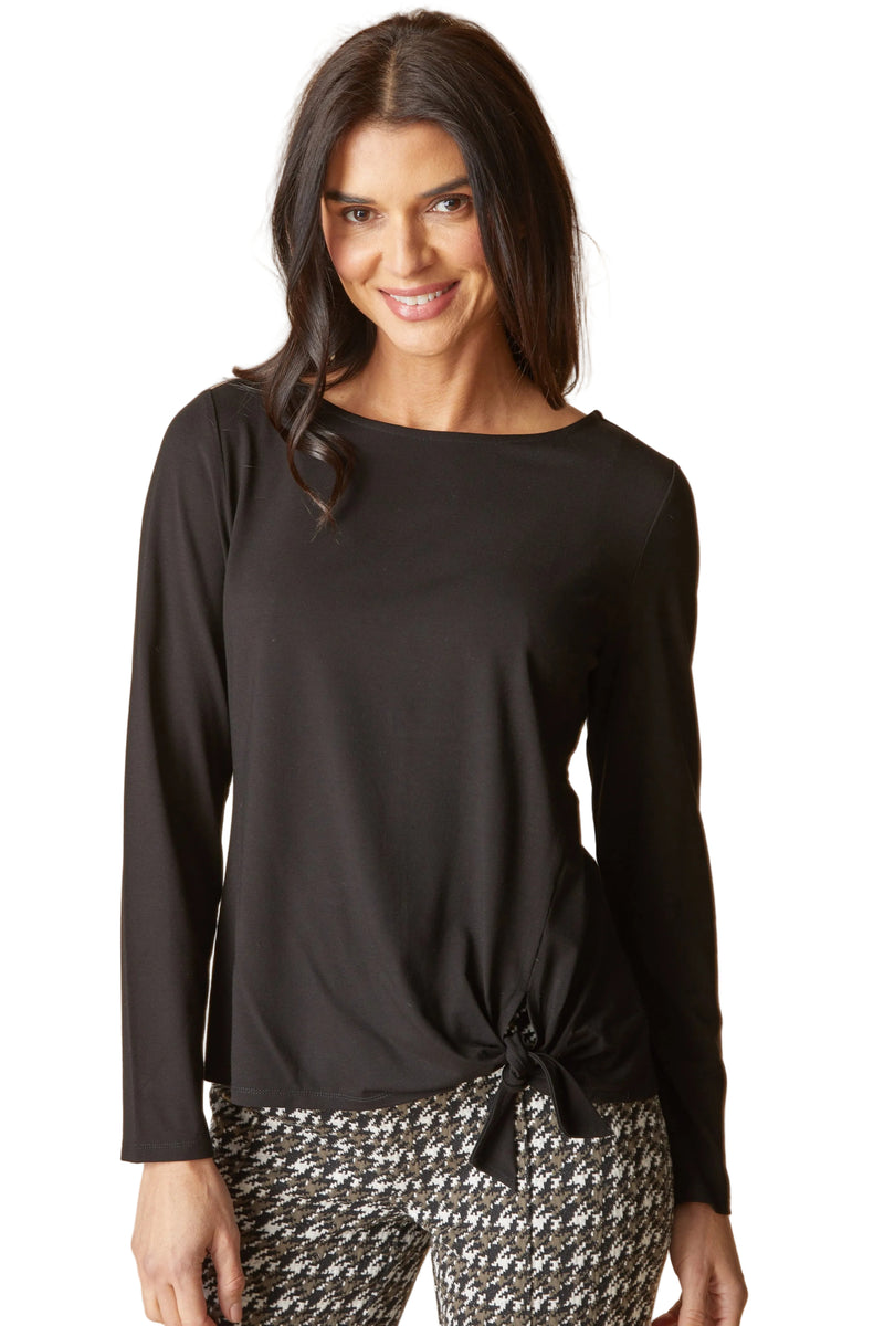 Core Travel Knit Solid Tie Front Top - 55928