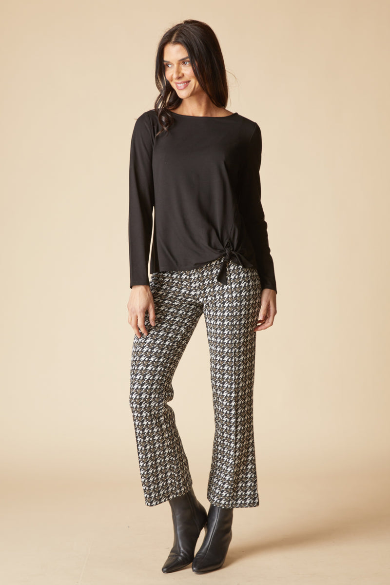 Core Travel Knit Solid Tie Front Top - 55928
