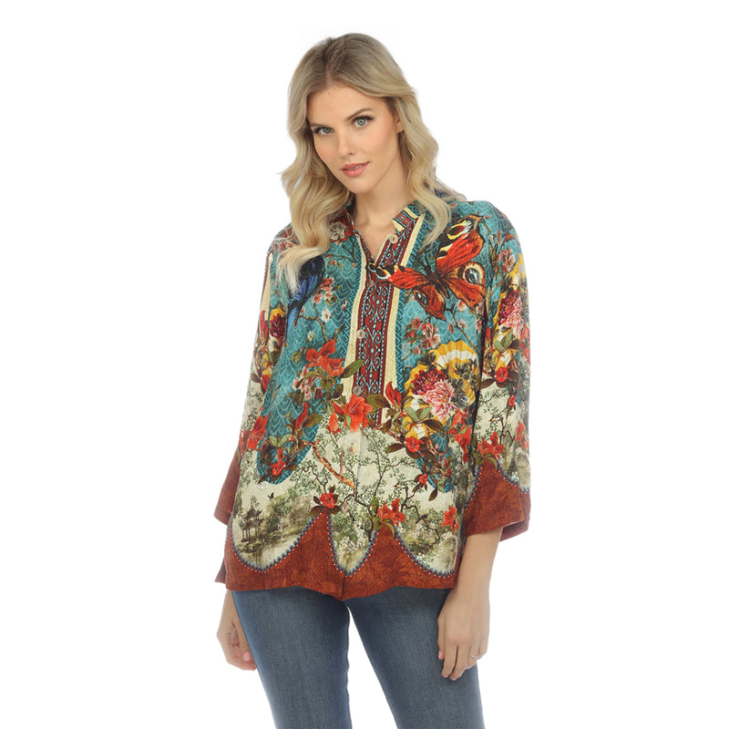 Citron "Butterflies & Flowers" Print Blouse - 1213FFF