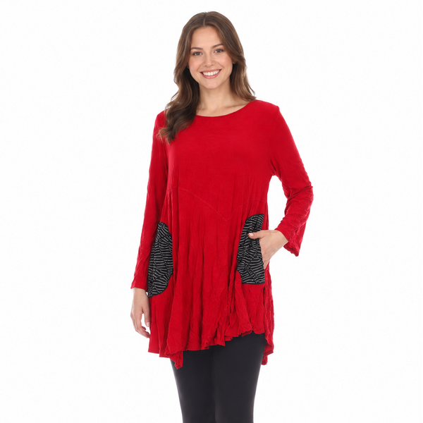 Soft Lightweight Crinkle Tunic in Red - 2754-RD