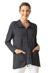 Bamboo Stripe Zip Jacket in Black - 56033-BLK