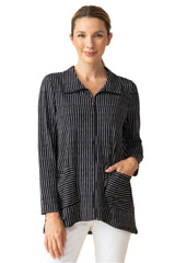 Bamboo Stripe Zip Jacket in Black - 56033-BLK