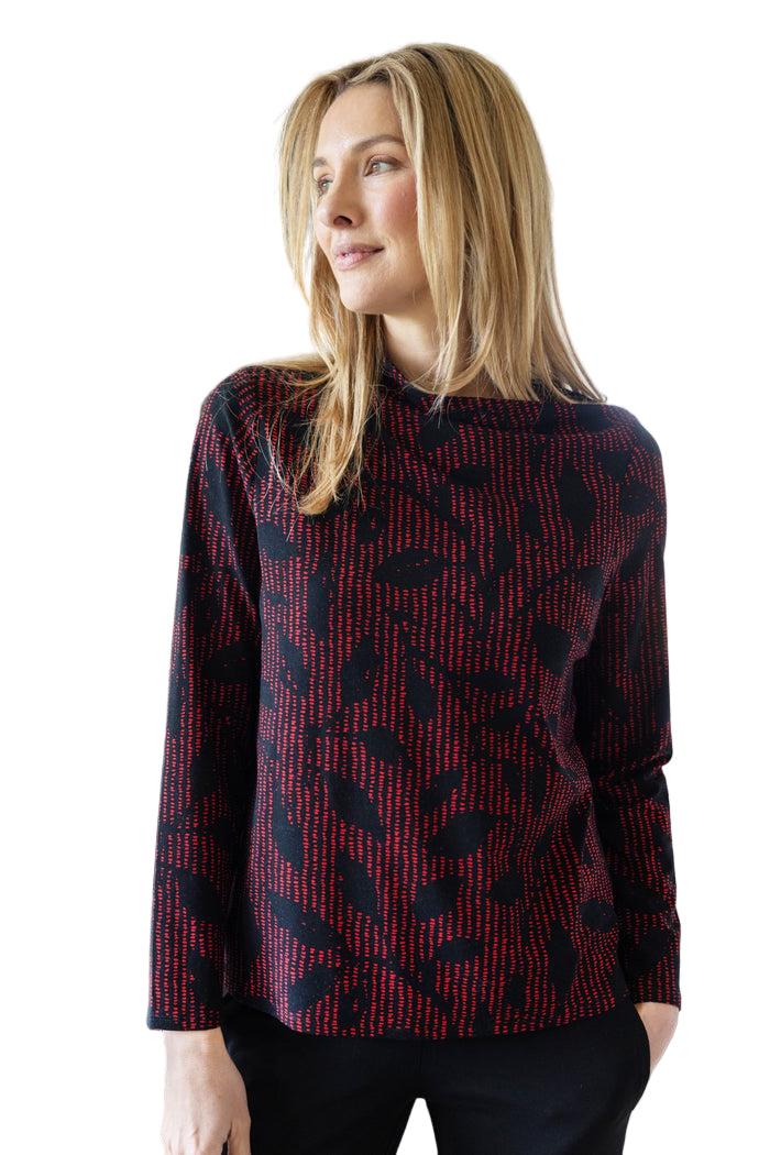 Drape Collar Print Top - 56104