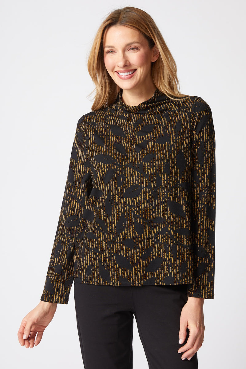 Drape Collar Print Top - 56104