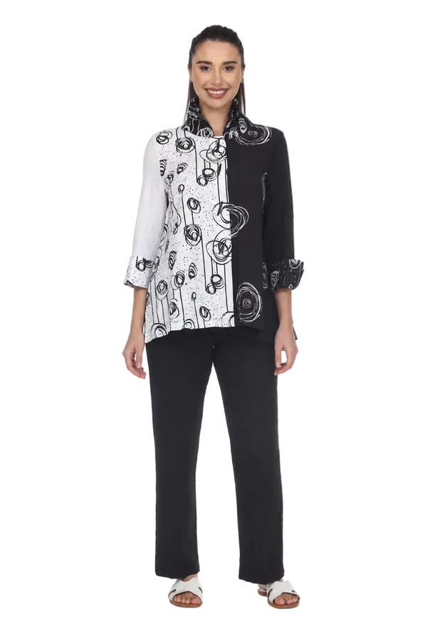Moonlight Swirl-Print Button Front Blouse/Jacket - 3297