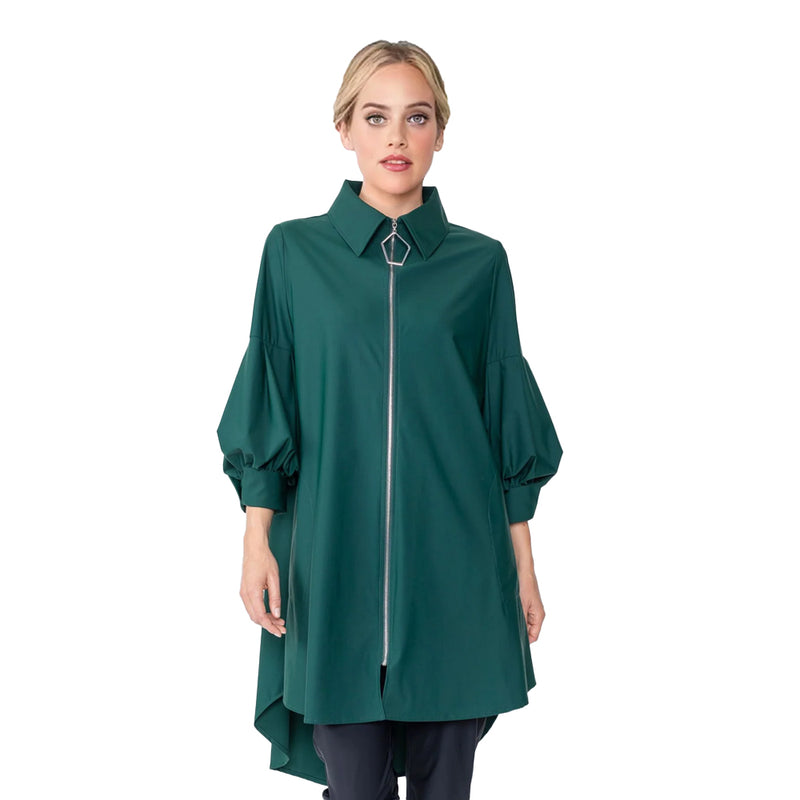 IC Collection High-Low Collared Jacket in Green - 5672J-GN