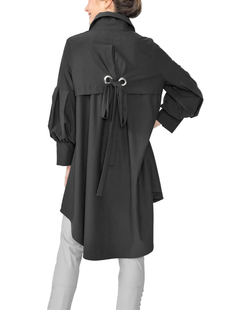High-Low Zip Front Tunic Jacket in Black - 5672J-BK